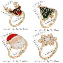 1pc Funny Cartoon Christmas Reindeer & Snowflake Santa Adjustable Ring, Suitable For Gift, Holiday Celebration, Daily Wear, Great For Friends - Multicolor - View 4