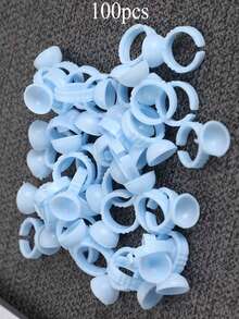 100个/50个/20个装睫毛嫁接胶水杯、纹身颜料杯、创意便携式胶水杯 - 白色 - 查看 8