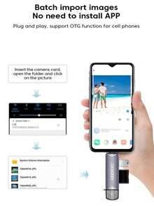 多功能 USB 3.0 读卡器 适用于相机、电脑、手机、Type-C 6 合 1 SD/TF 高速读卡器