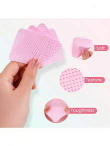 1000/400/200pcs Lint-Free Nail Cleaning Wipes, Nail Polish Remover Pads, Eyelash Extension Cleaning Wipes, Soft Non-Woven Acetone Remover Pads, For Nail Preparation And Gel Polish Removal - Pink - View 4