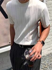 GRDR 男士夏季圆领罗纹针织短袖T恤，户外休闲装 - 白色 - 查看 2
