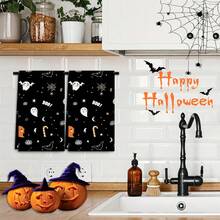 2/4 Pcs Set, Dish Towels, Pumpkin Face Print Microfiber Modern Absorbent Cloth, Halloween, Cooking And Baking Tea Towels, Printed Dish Cloths, Cleaning Towels, Hand Towels, Super Soft And Highly Absorbent, Gift For Neighbors, Moms, Friends, Birthday, Halloween, Housewarming, Kitchen Decor, Household Essentials