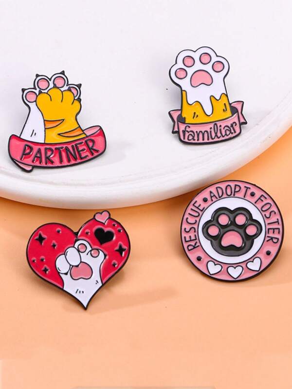 Broche patte de chat dessin animé, joli cœur rose, badge couple, accessoires pour vêtements et sacs, cadeau idéal pour amis, famille, anniversaire, Saint-Valentin, fête, Halloween, Thanksgiving, Noël, accessoires de bureau, chemises, vestes, bijoux, épingles à linge, cadeaux amusants pour enseignants, accessoires de costume, breloques de sac