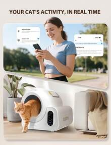 Nobelza Self Cleaning Cat Litter Tray, 70L Extra Large Automatic Cat Litter Tray APP Control, Smart Robot Litter Box For Multiple Cats, Triple Odour Control, Includes Trash Liner, Protection - UK Plug(220-240V) - View 4