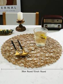 Set de 6 individuales tejidos a mano de forma redonda hueca, de estilo minimalista moderno, lavables, fáciles de limpiar, antideslizantes, resistentes al calor, adecuados para la decoración de la habitación, la mesa de comedor, el hogar, ideales para fiestas, cumpleaños, bodas y cenas