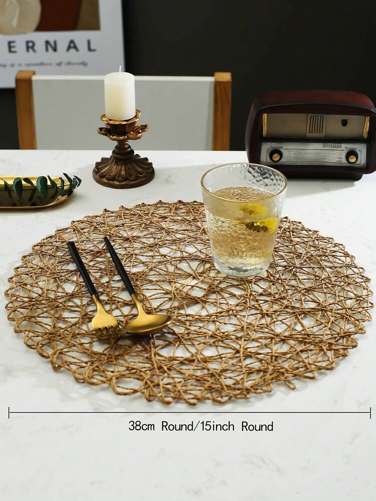 6 pièces/set de sets de table ronds modernes minimalistes tressés à la main, lavables, faciles à nettoyer, essuyables, antidérapants, résistants à la chaleur, convenant à la décoration de la pièce, à la décoration de la table à manger, à la décoration de la maison, idéaux pour les vacances, les fêtes, les anniversaires, les mariages et les dîners - Multicolore - Voir 8