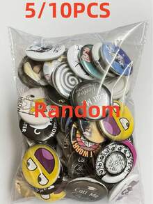 5 件/10 件随机图案 4.4 厘米/1.73 英寸别针徽章、纪念图案纽扣徽章，适合佩戴在衣服、包包、背包上，是送给家人和朋友的有趣礼物