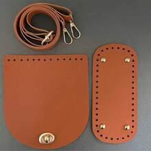 3 件 PU 皮革手工包配件套件：背带、底部、盖子、光滑表面、DIY 钩针编织包、钱包制作材料 - 彩色 - 查看 2