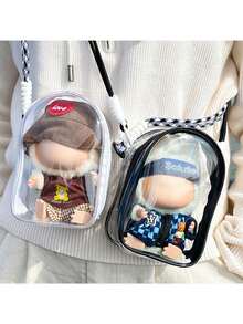 1 قطعة حقيبة شفافة واقية للدمية مع حزام معلق، حافظة عرض وتخزين وحماية من الغبار أنيقة للدمية ، صندوق جمع مقاوم للخدش، منظم من البولي فينيل كلوريد مقاوم للماء، للدمى والكابلات والسماعات، هدايا عيد الحب (باستثناء الدمى)