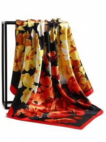 1pc 35.4 Inch Square Scarf, Fashion Printed 90cm Scarf Shawl Neckerchief Luxury Silk Feeling For Women, All Season