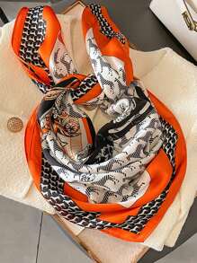 1 件波西米亚风格 70 年代印花小方巾，仿丝头巾，新款男士围巾，百搭，可搭配装饰领带、头带、时尚围巾 - 彩色 - 查看 3