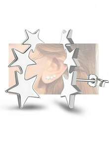 suteyi 星形裝飾耳釘 - 銀色 - 查看 9