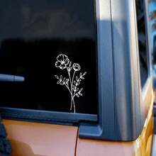 1pc Wildflower Car Stickers, Suitable For Windows, Back Notebooks, Computers, Luggage, Car Parts, Car Line Drawing Stickers, Bouquet Stickers And Ladies' Stickers - one-size - View 2