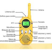 Walkie Talkie para Niños Recargable, Walkie Talkie de Juguete con Linterna y LCD,48 Horas de Tiempo de Trabajo,Comunicación de Larga Distancia de 3 Kilómetros,para Niños de 3 a 12 Años (2PCS/3PCS) - Azul Rosa Amarillo - Ver 2