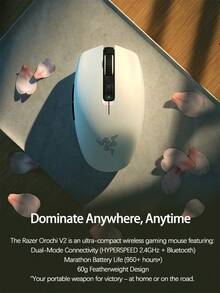 RAZER Chuột không dây hai chế độ Yamata no Orochi V2, thời lượng pin cực dài 200 giờ + thiết kế nhẹ, chế độ kép Bluetooth/2.4G, DPI 5 tốc độ, sử dụng kép cho văn phòng và chơi game, màu đen - màu đen - Xem 6