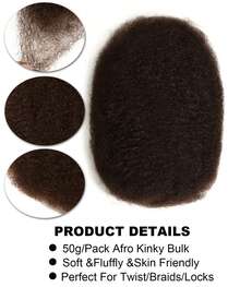 50g/Pcs Afro Kinky Curly Braiding Bulk Hair Extensions For Mini Twists No Weft Soft Locs Afro Kinky Straight Human Hair Extensions #2 Dark Brown Cuban Twist Hair Soft Locs Micro Spring Twist For Dreadlocks Loc Repair - S2 - 查看 4