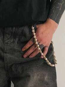 1 件时尚个性化珍珠向日葵彩色方晶锆石装饰男士裤链，适合日常穿着、派对装、节日、生日、周年纪念日，可作为男士的贴心礼物 - 彩色 - 查看 5