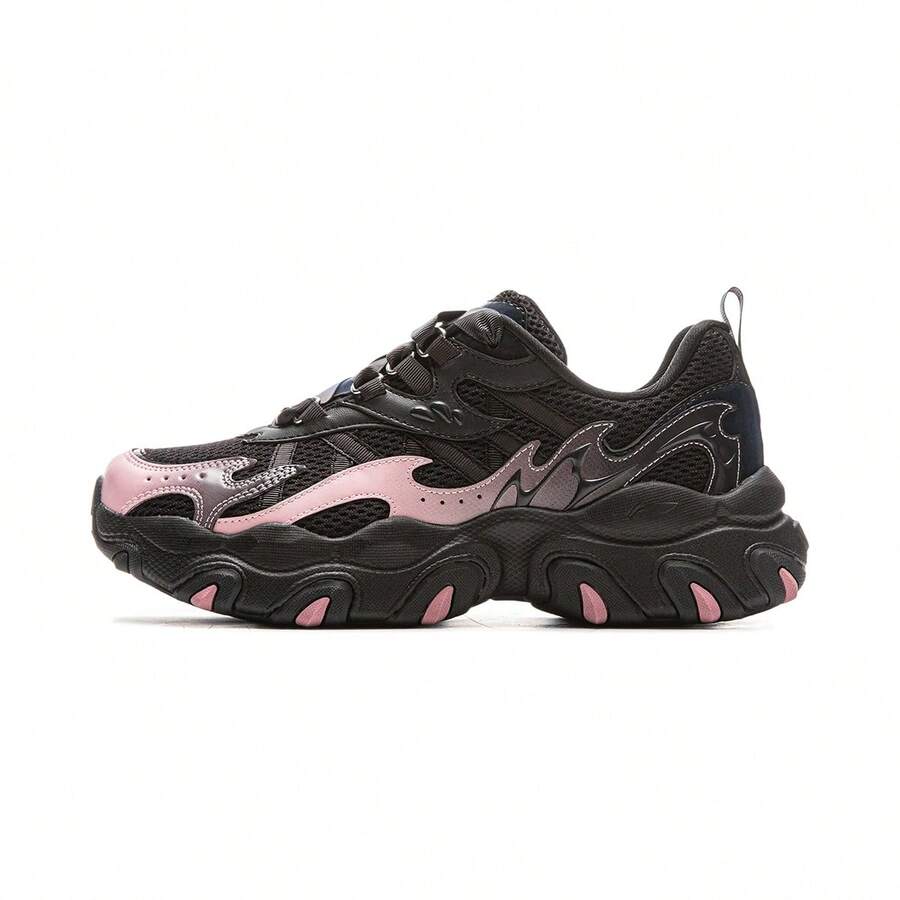 Li-Ning Women's Cat Claw LITE 3 Lightweight Retro Chunky Sneaker - Stylish Athletic Shoe Legit Official Store AGCV398 - 幻影黑/花枝粉 - 查看 1
