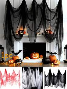 1pc Halloween Gauze Stretch Cobweb Black/ White/Red For Haunted Houses Halloween Party Scene Home Bar Haunted House Decor Horror Prop