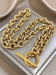 1 件女士简约链条项链不锈钢项链优雅日常派对珠宝圣诞礼物 - 彩色 - 查看 11