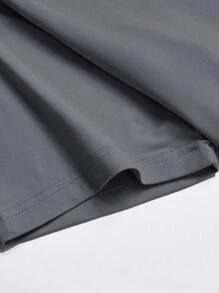 [Free Shipping] 100% Cotton Comfortable Breathable Summer Cyberpunk Geisha Art Print Loose T-Shirt - 灰色 - 查看 3