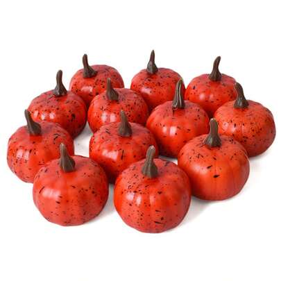 12Pcs Pumpkin Ornaments Creative Plastic Halloween Table Centerpieces For Home Party Decor