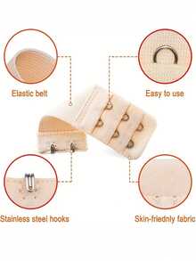 6 extensores de sutiã femininos, extensão elástica ajustável para alça de sutiã, acessórios macios para roupa íntima, cores sortidas, ajuste confortável - Multicolorido - Ver 5