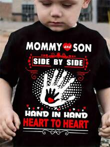 Conjuntos a juego elegantes y lindos para cumpleaños, con camisetas de manga corta casuales "Mamá e Hija", perfectas para la escuela o el juego - Negro - Ver 1