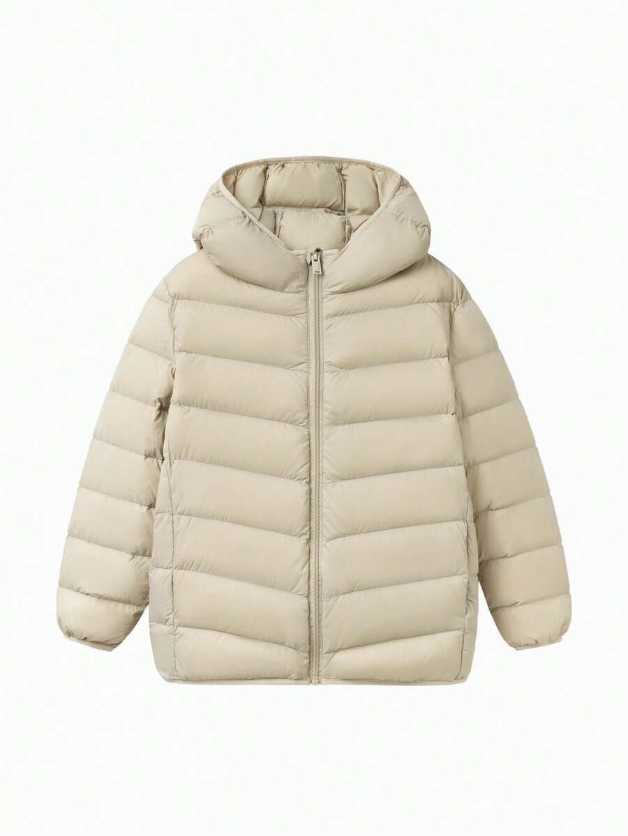 Balabala Kids Lightweight Down Jacket Fall/Winter – Hooded Water & Oil Resistant Family Style - Khaki - View 1