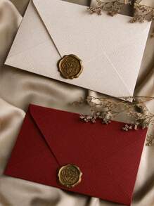 纯色纸质信封，带蜡封贴纸，复古多用途办公信封，婚礼请柬，情书，贺卡，新年朋友礼物，带蜡封的信纸