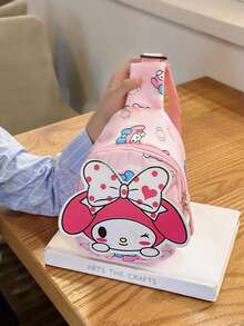 Sanrio 1 pieza Bolso de cintura con diseño de dibujos animados lindos de Sanrio, bolso de pecho portátil de moda, bolso cruzado de hombro versátil