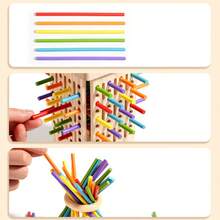 Jouets Montessori pour le développement sensoriel et motricité fine, jeu de reconnaissance des couleurs et de comptage avec bâtons, blocs d'équilibre en bois, jouets éducatifs pour bébés - couleur - Voir 4