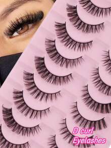 10 Pairs Russian Style False Eyelashes, D-Curl Thick & Fluffy Lashes For Daily & Party, Charming Eye Makeup, Travel Essential,Festival Lashes,Rave Makeup,Glitter Eyelashes,Rave Party Accessories - Multicolor - View 13