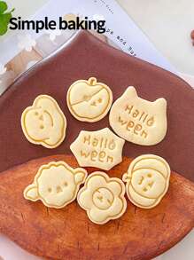 قطاعة بسكويت ميني ذات موضوع هالوين جميل، قوالب بسكويت للأطفال والوالدين، ديكورات حفلة العطلة، أختام بسكويت بنقوش اليقطين والتفاح والخفافيش، وقالب تشكيل البسكويت