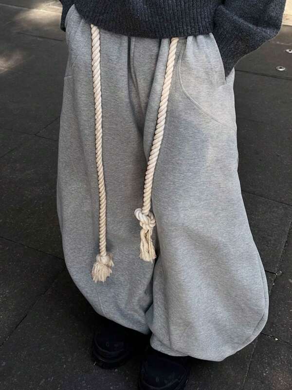 Męskie, modne, luźne, swobodne spodnie dresowe z szerokimi nogawkami