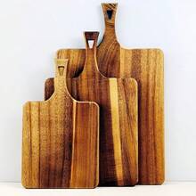 Tabla de cortar de madera de palo de rosa, tabla de cortar, tabla de madera, bloque de carnicero con diseño de asa y orificio para colgar, tabla de cortar versátil para la cocina y al aire libre para carne, verduras, frutas, sushi y queso, material premium portátil, ideal para camping, picnic, cocina en el hogar y cocina festiva, decoración del hogar, accesorios de cocina, suministros de cocina - Amarillo Mostaza - Ver 1