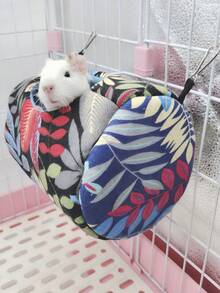 仓鼠柔软保暖床，老鼠吊床，松鼠冬季宠物玩具仓鼠笼屋，悬挂式窝垫屋床，动物老鼠鼠窝 - 彩色 - 查看 17