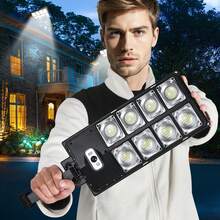 8000W Solar Outdoor Street Light, 12000lm, 3 X 1500mAh Lithium-Ion Battery, Solar Panel Charging, Long-Lasting All-Night Illumination, Motion Sensor, 3 Lighting Modes, Suitable For Home Yard, Garage, Outdoor Street, Commercial Lighting - 504/360/336/300/240/180/168 LED - Black - View 16