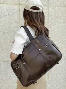 Solid Color Large Capacity Shoulder Bag, All-Match Preppy School Handbag,Lightweight Tote Bag - Multicolor - View 3