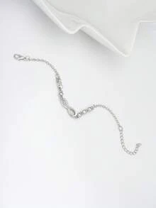 浪漫优雅时尚女士幸运无限符号水钻手链，创意精致可调节饰品，适合作为礼物、约会、派对、晚宴、婚礼、庆典、日常佩戴、情人节、周年纪念日、生日礼物，象征着母亲永恒的爱，是母亲节的最佳礼物。 - 銀色 - 查看 3