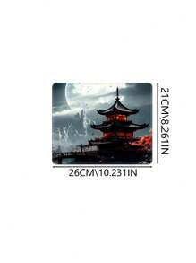 Japanse Wind Tafelmat Volle Maan Tafelmat Zwart En Rood Muismat Game Muismat Uitgebreid Toetsenbord Mat Laptop Muis Toetsenbord Mat Geschikt Voor Bureau Decoratie