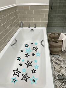 30pcs Star Pattern Anti-Slip Shower Stall Mat, Modern Black Star Print Anti-Slip Shower Tread Sticker For Bathroom Home Bathroom Decor Fall Decor Back To School - Black - View 6
