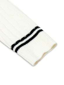 Maglione a maniche lunghe casual e ampio da uomo con scollo a V e motivo a righe, lavorazione a trecce, versatile per l'autunno e l'inverno