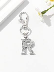 1pc Fashion European & American Unisex Minimalist Cute 26 English Letter Shaped Keychain Pendant Accessory, Embedded With Rhinestones, Suitable For Men & Women Car Keys, Bags, Decoration And Holiday Gifts - Silver - View 28