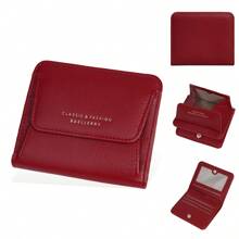 2024 New Ladies Cross Border Solid Color Two Fold Buckle Multi Card Slot Coin Wallet ID Card Holder Black Card Holders Coin Wallet Ladies Gifts Wallet For Women Small Wallet Halloween Purse Small Gifts Christmas Gift Gift For Women