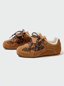 MASKERT 女士休闲鞋女运动休闲鞋德式训练鞋翻盖平底增高鞋舒适休闲 - 棕色 - 查看 6