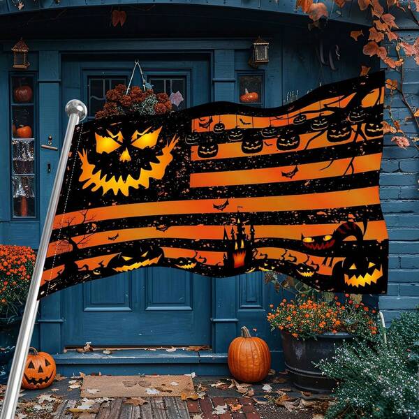 Halloween Garden Flags 3x5 Outdoor Double Sided For Outside, Easy Installation Scary Halloween Banner Outdoor Double Yard Flag Decorations, Suitable For Halloween Celebrations Pumpkin Outside Halloween Banner Decorations