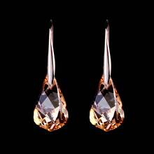 New Vintage Personality Long Dangle Earrings For Women Girls Fashion Rose Gold Color Water Drop Artificial Crystals Earrings Jewelry Gifts - 香檳色 - 查看 6