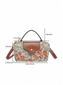 Women's Fabric Nylon Mini Crossbody Bag, Floral Pattern, Magnetic Snap Closure, Casual Cute Fashion Handbag - Multicolor - View 4