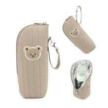 1 件卡通熊婴儿奶瓶保温袋，适合户外使用，悬挂和携带设计，时尚奶瓶套，防止掉落